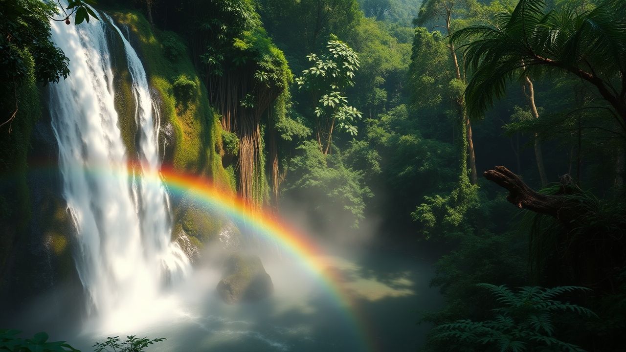 Enchanting Jungle Waterfall Hidden in the Mist