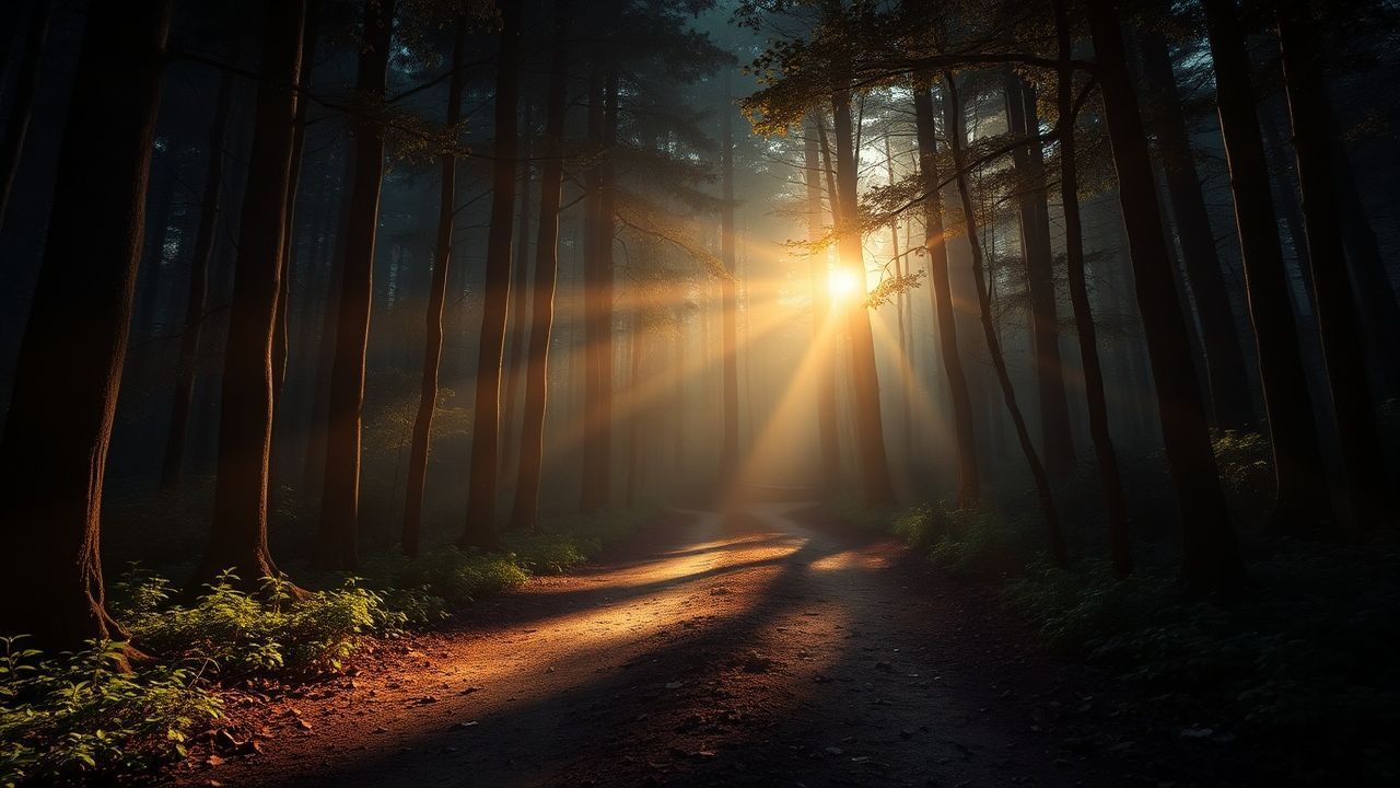 Shadowy Dark Forest Path Glow