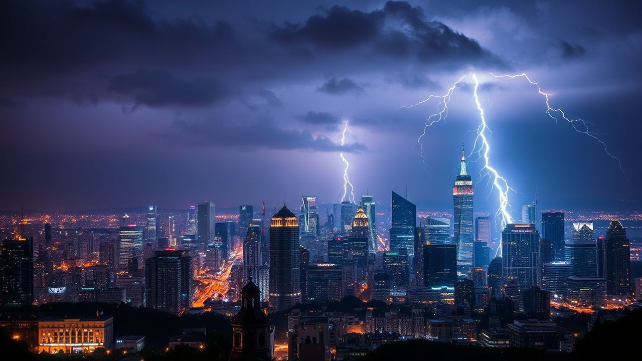 Breathtaking Lightning Bolt City by Night
