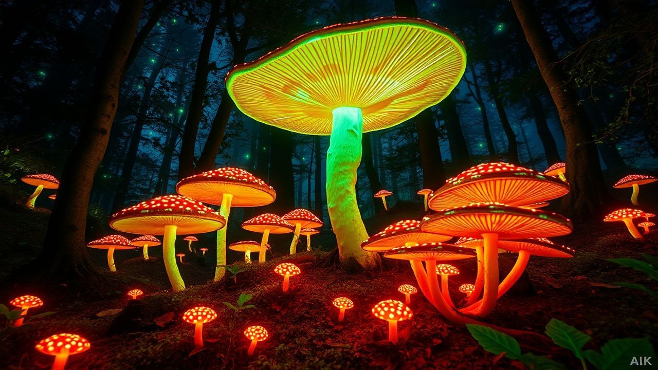 Legendary Bioluminescent Mushroom Forest Glow