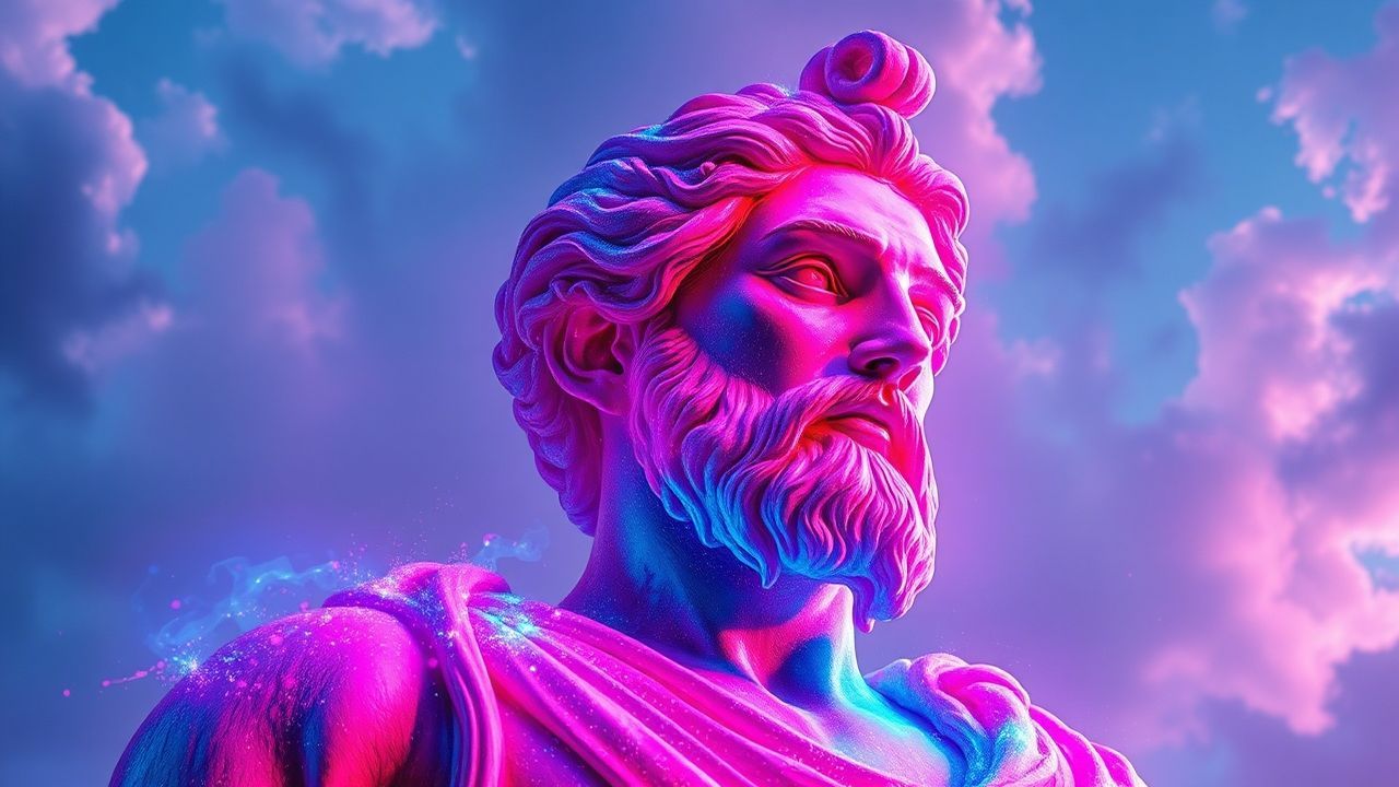 Neon Greek Statue Glitch