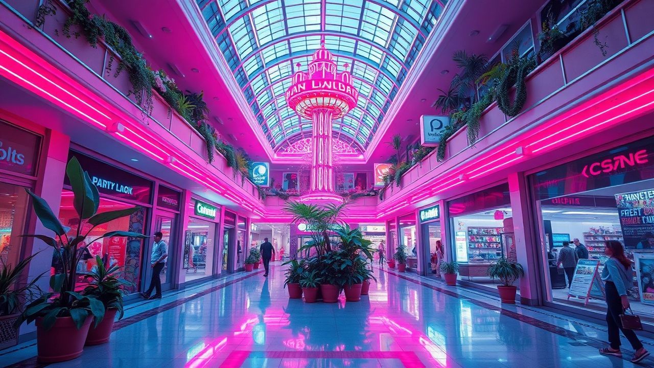 Pastel Empty Mall 90s Neon Dreams