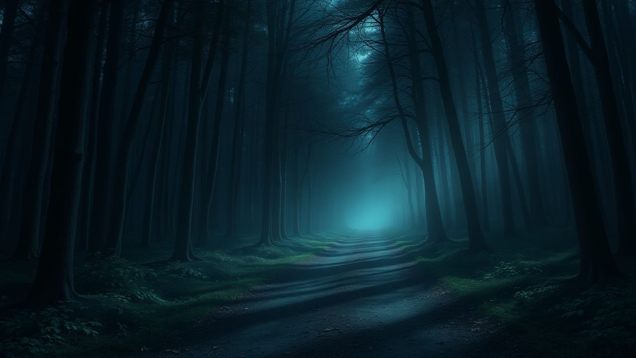 Ominous Dark Forest Path Glow