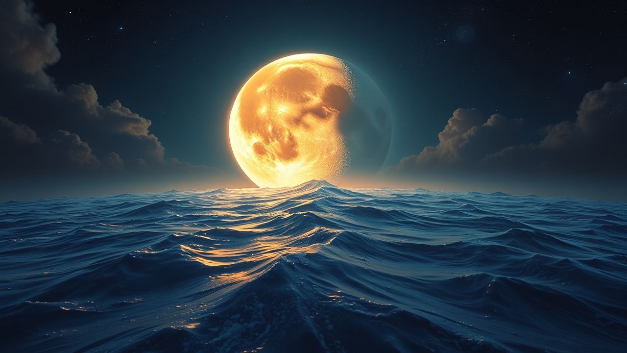 Infinite Giant Moon Touching by Night