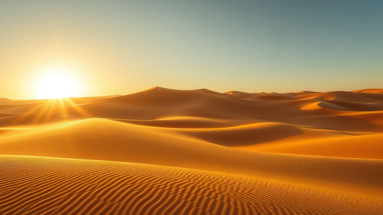 Dramatic Sahara Dunes Ripples in Golden Light