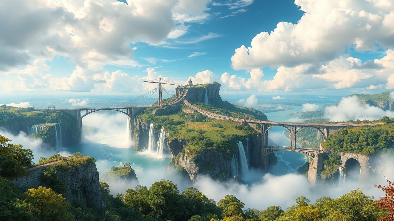 Legendary Floating Islands Waterfalls Magic