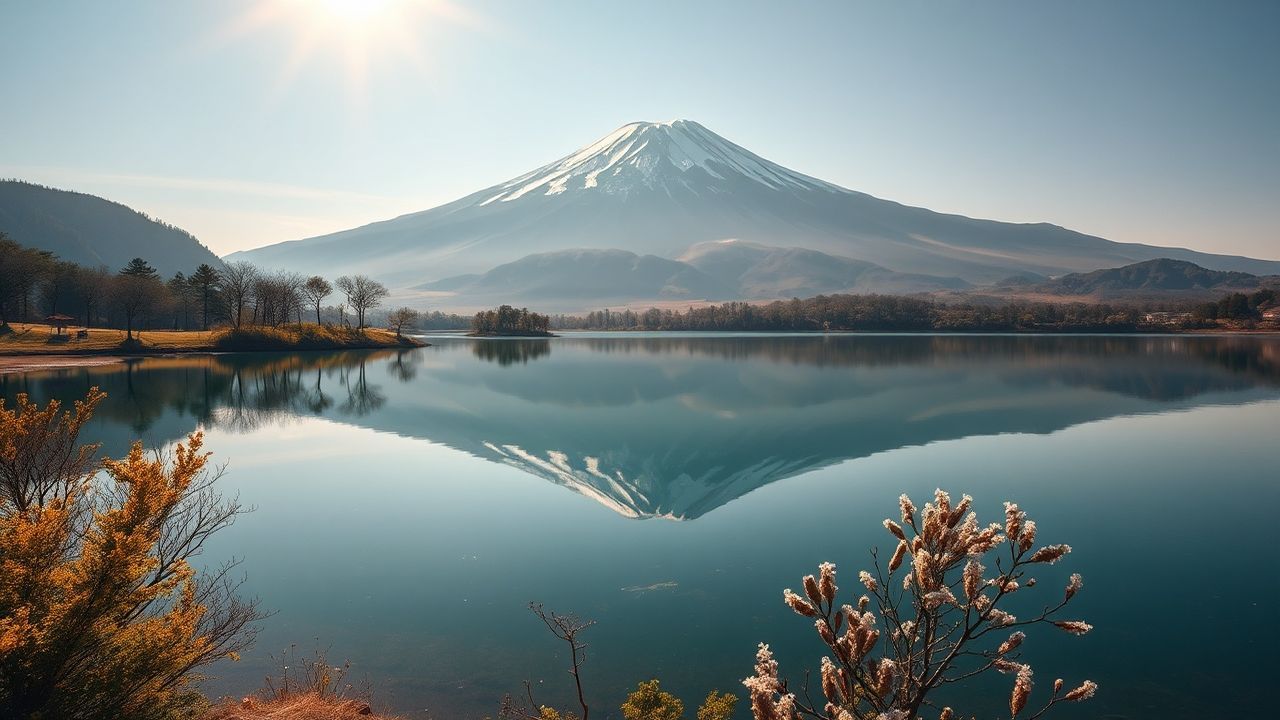 Ancient Mt. Fuji Mount Lakes Reflections