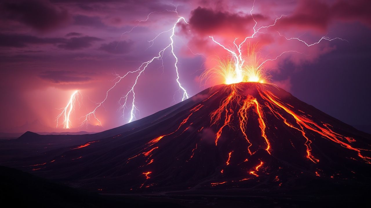 Stunning Volcanic Lightning Eruption