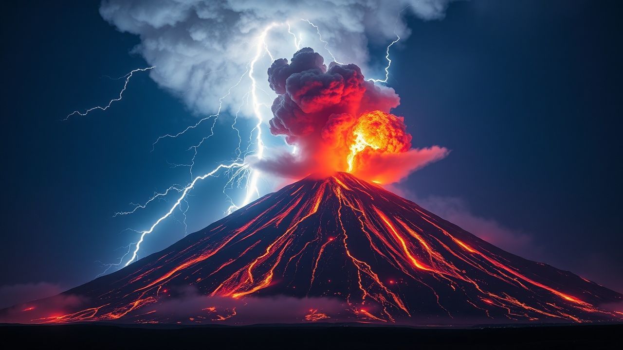 Lush Volcanic Lightning Eruption