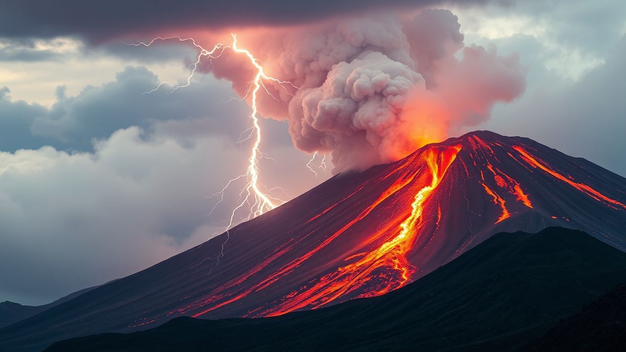 Lush Volcanic Lightning Eruption