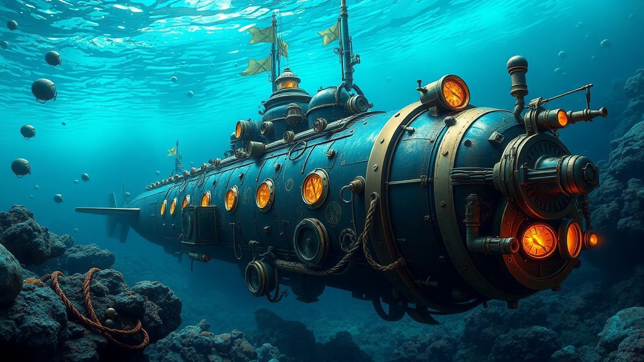 Steam-Powered Nautilus Submarine Brass Depths