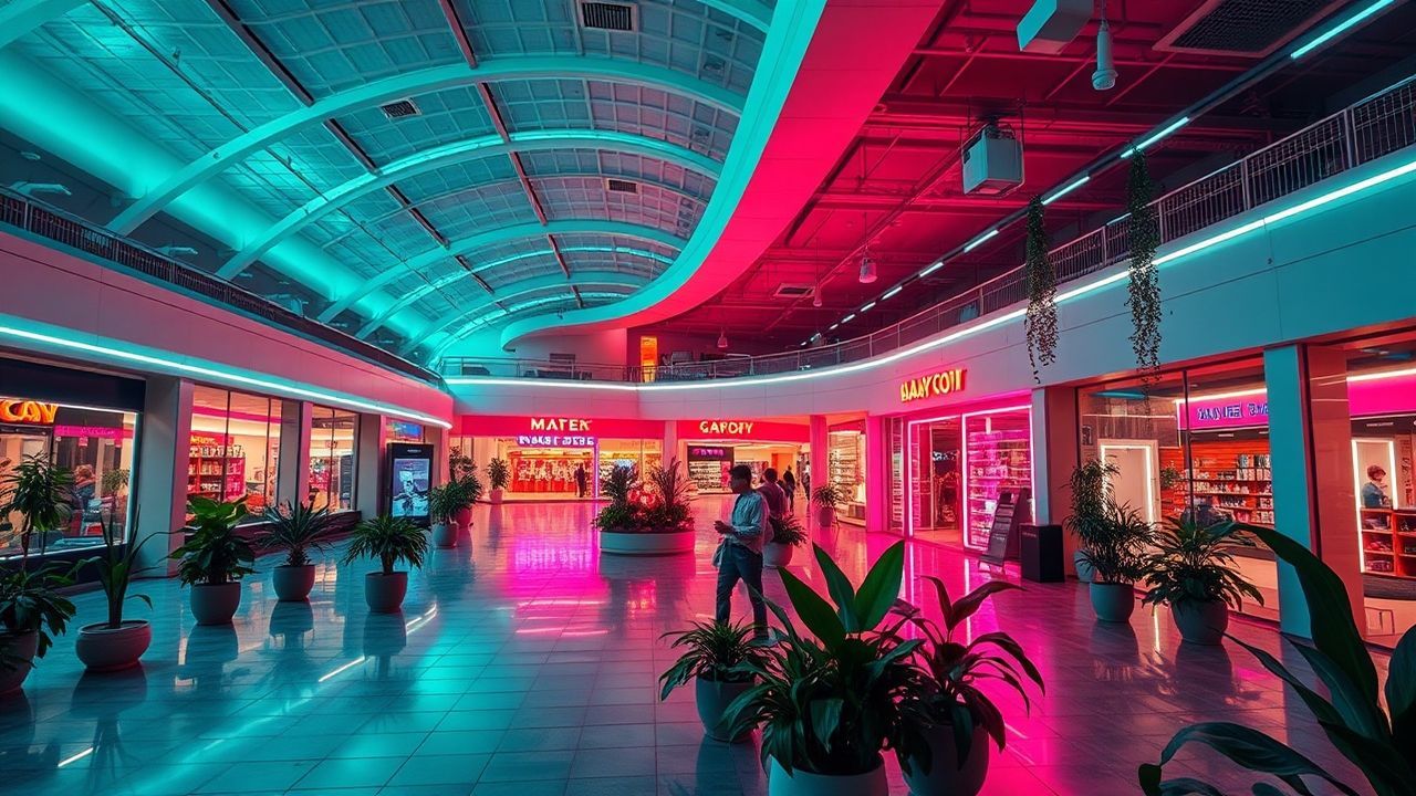 Digital Empty Mall 90s Neon Dreams