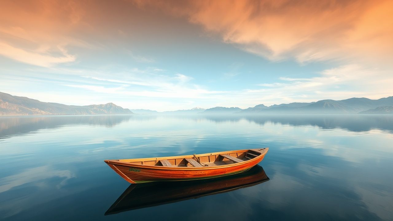 Elegant Single Boat Calm Reflections