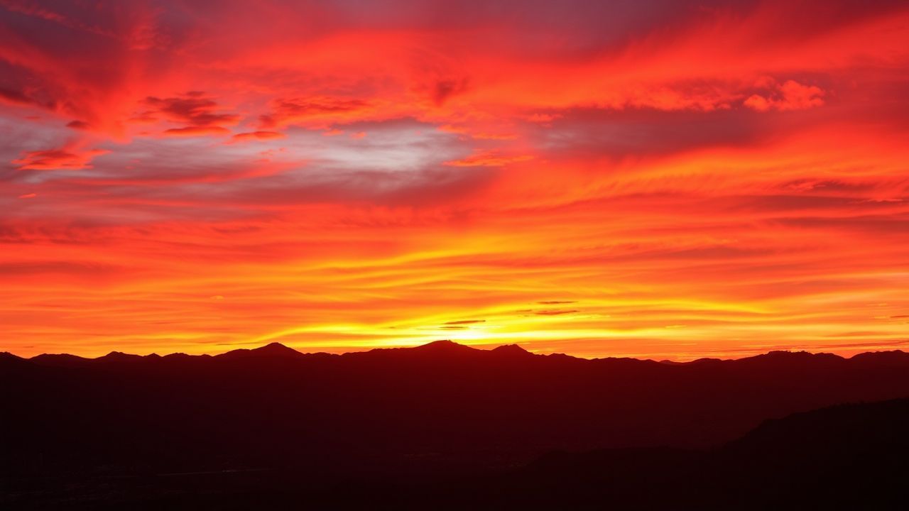 Golden Fire Sky Orange at Sunset