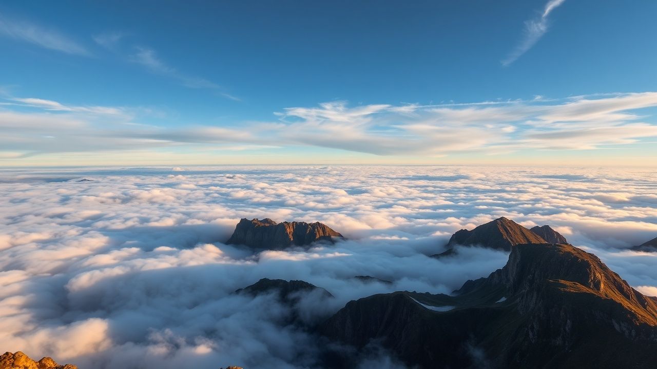 Enchanting Sea Clouds Peaks in the Mist