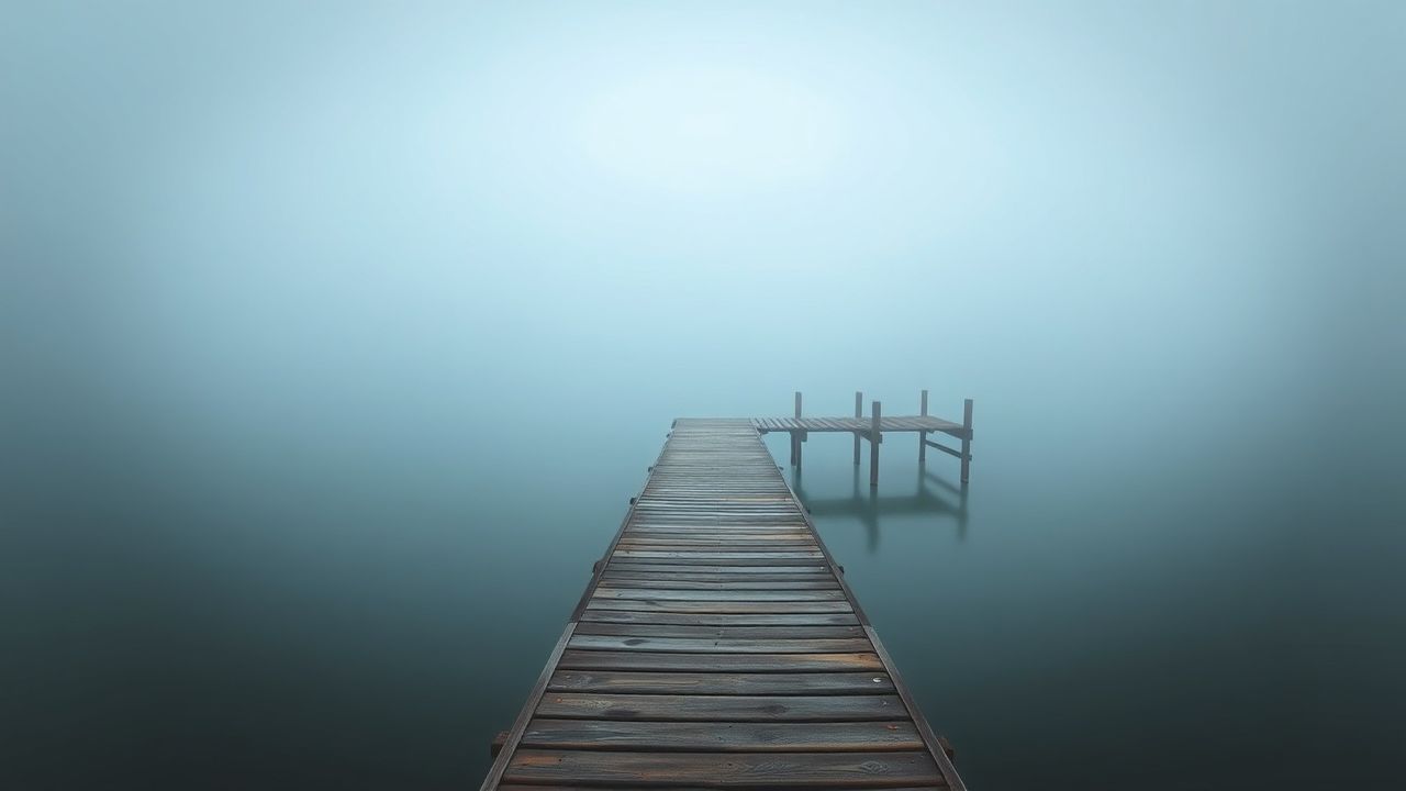 Calm Foggy Pier Disappearing