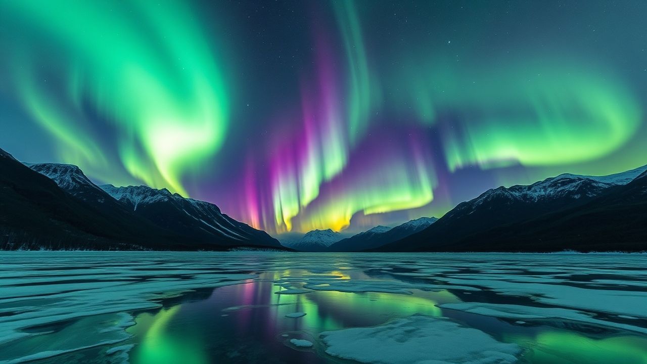 Majestic Aurora Borealis Green Frozen