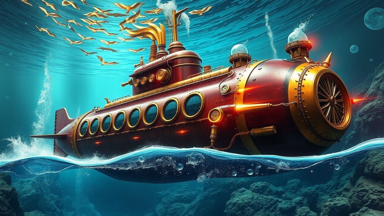 Mechanical Nautilus Submarine Brass Depths