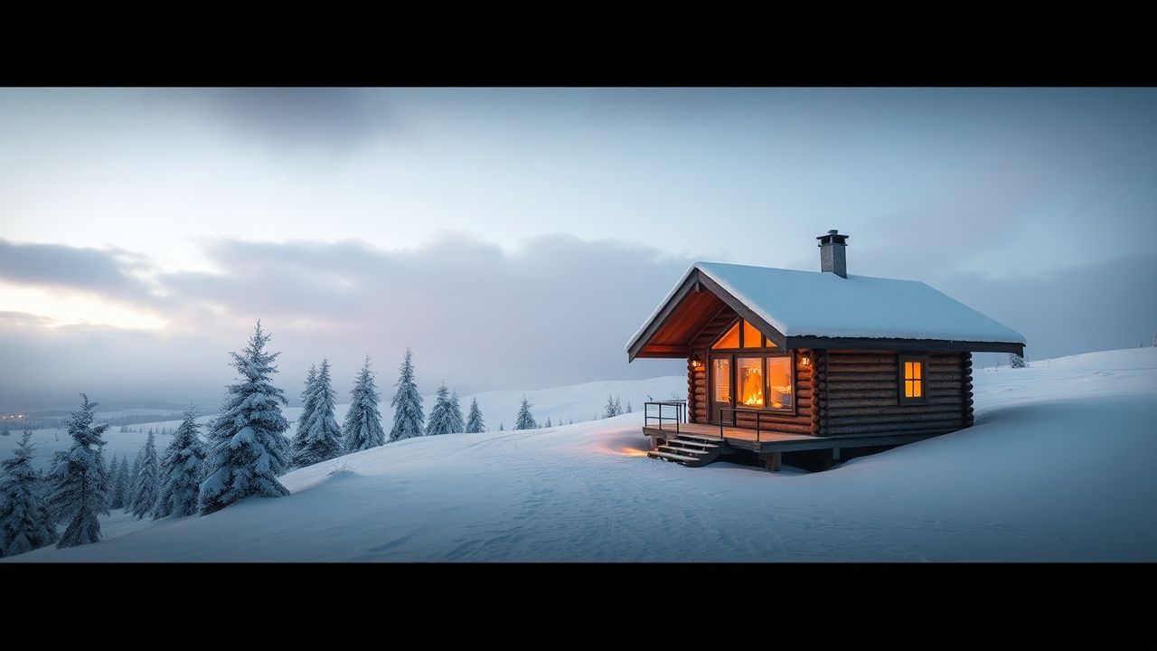 Serene Nordic Cabin Isolation in Winter