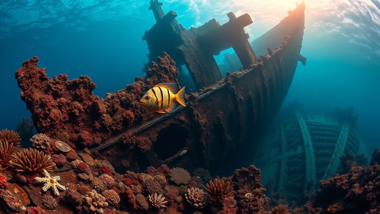 Coral Shipwreck Coral Encrusted