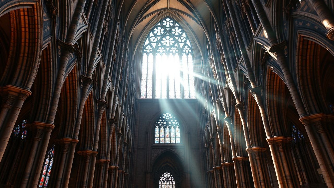Monumental Gothic Cathedral Buttresses Drama