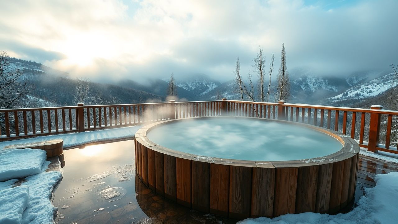 Tranquil Onsen Hot Outdoor in Spring