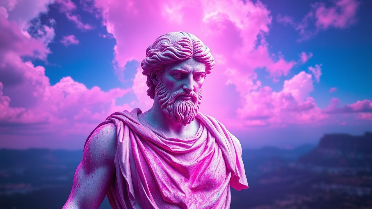 Neon Greek Statue Glitch