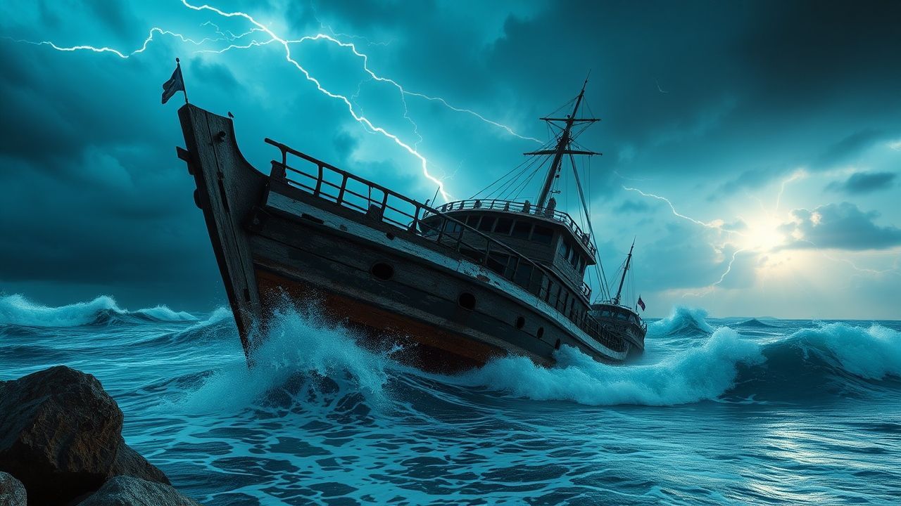 Ominous Shipwreck Stormy Seas Drama