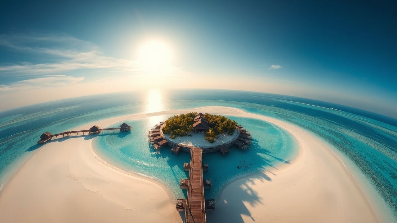 Lush Maldives Sandbar Island from Above