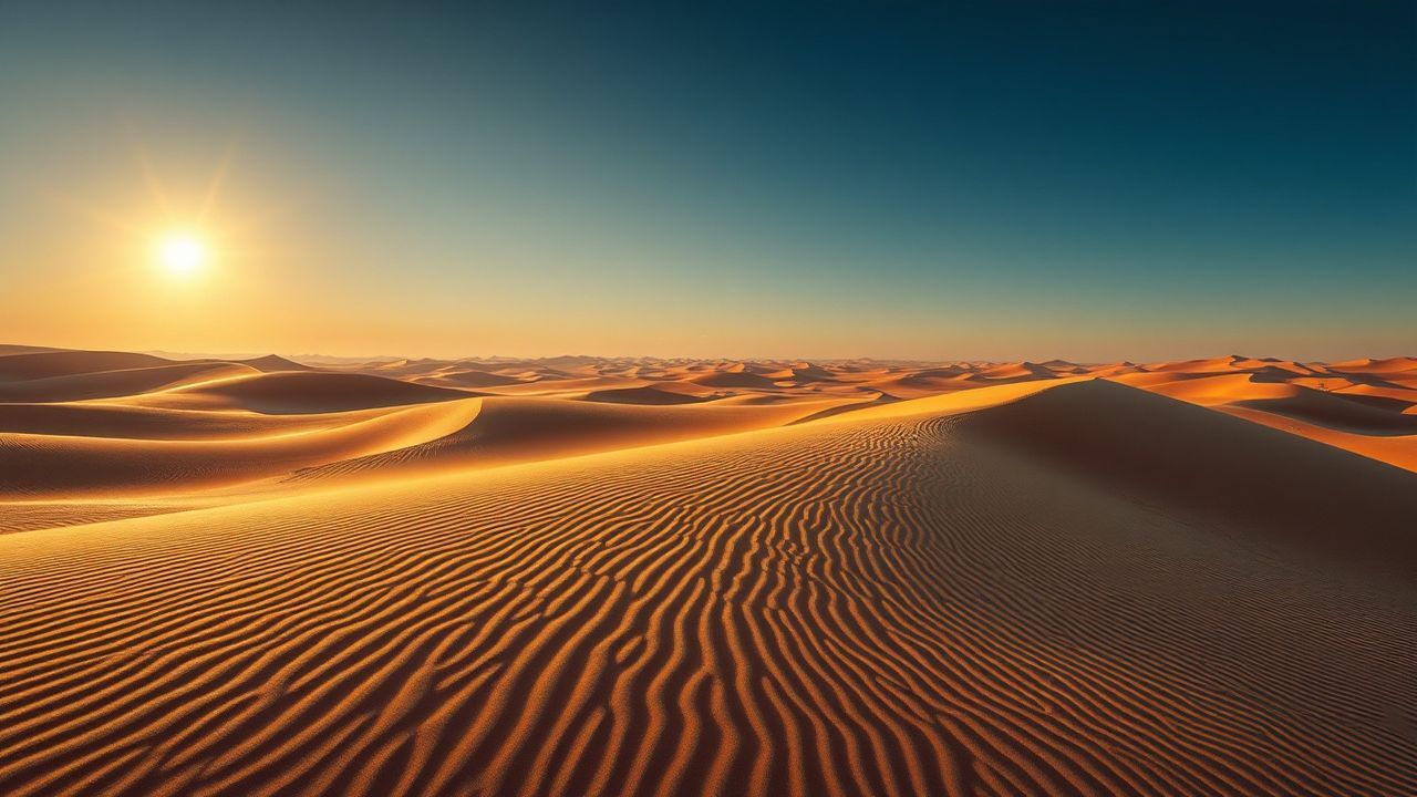 Ethereal Sahara Dunes Ripples in Golden Light