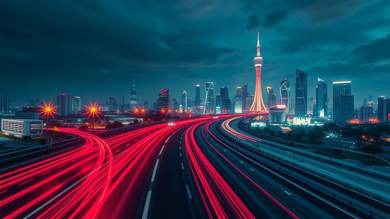 Vintage Outrun Drive City by Night