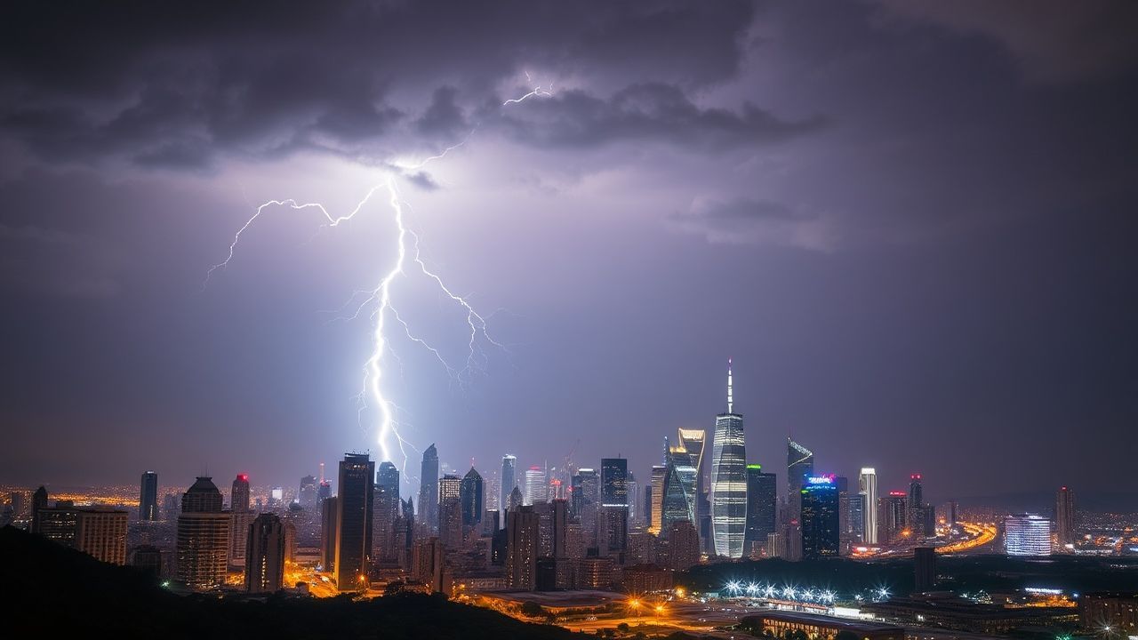 Stunning Lightning Bolt City by Night