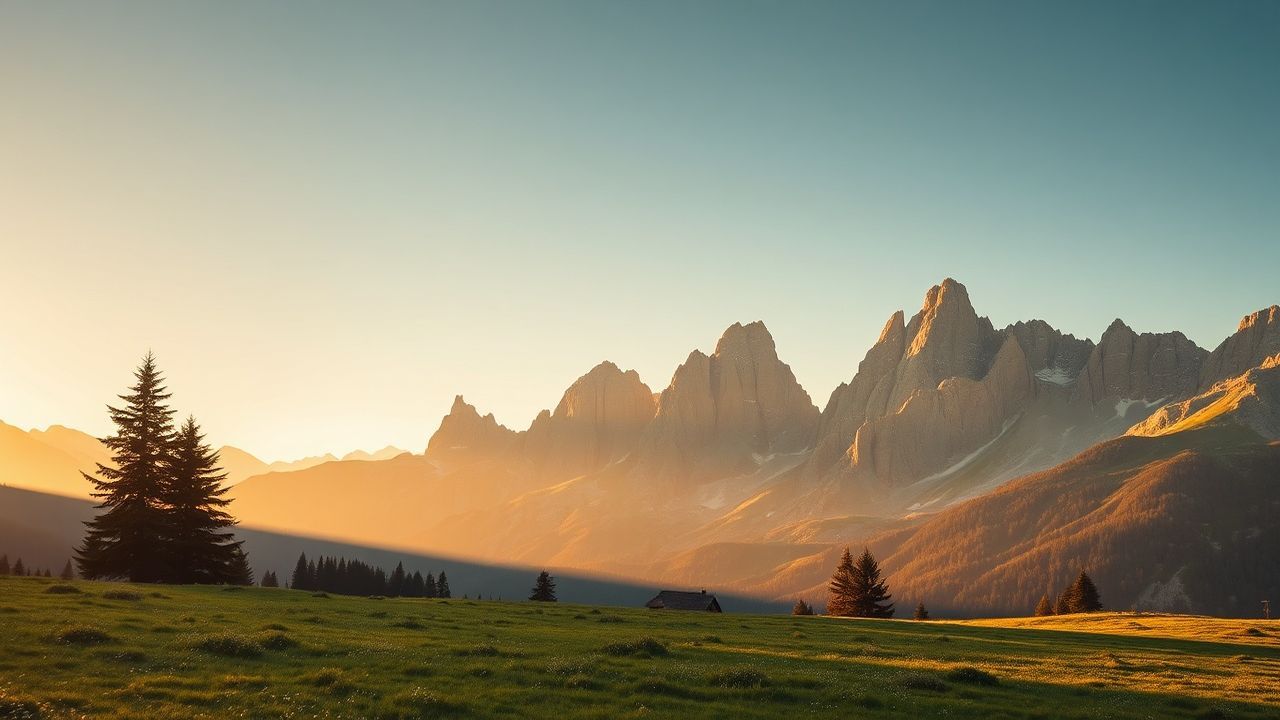 Ethereal Dolomites Peaks Alpine in Golden Light