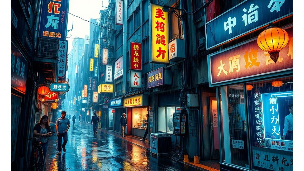 Chromatic Hong Kong Alley Neon Dreams