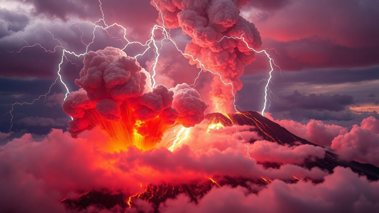 Stunning Volcanic Lightning Eruption