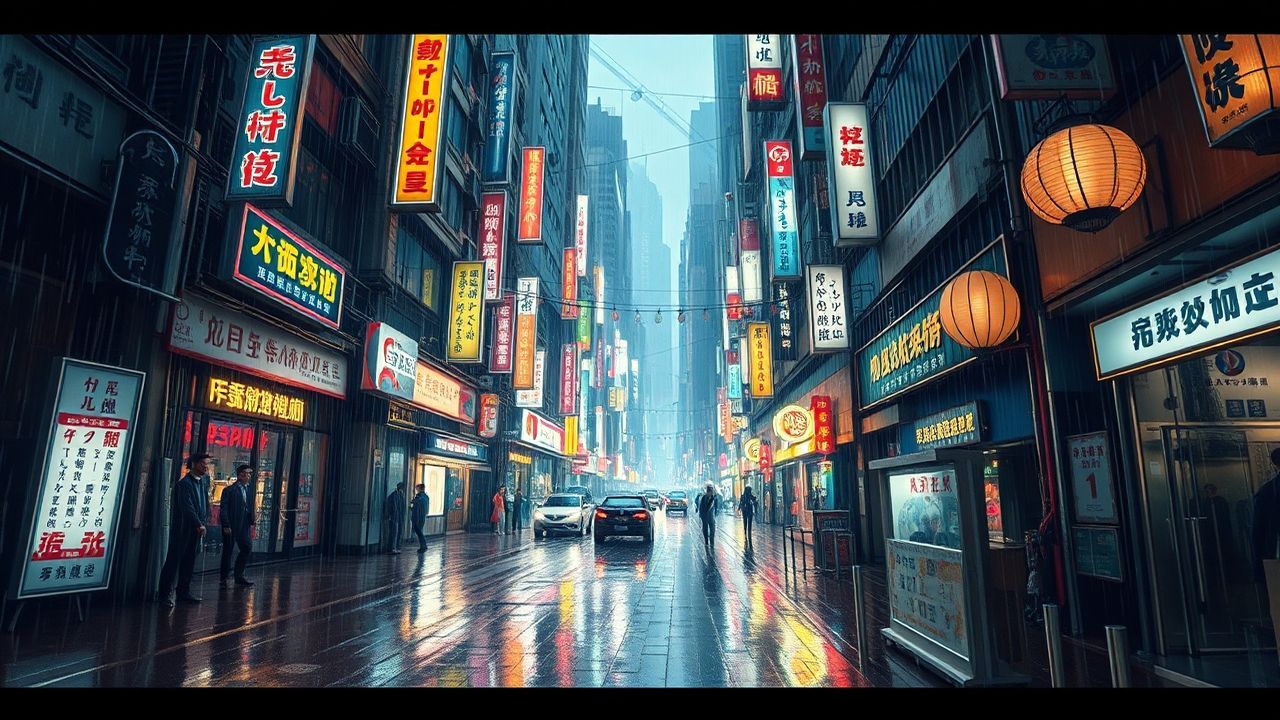 Luminous Hong Kong Alley Neon Dreams