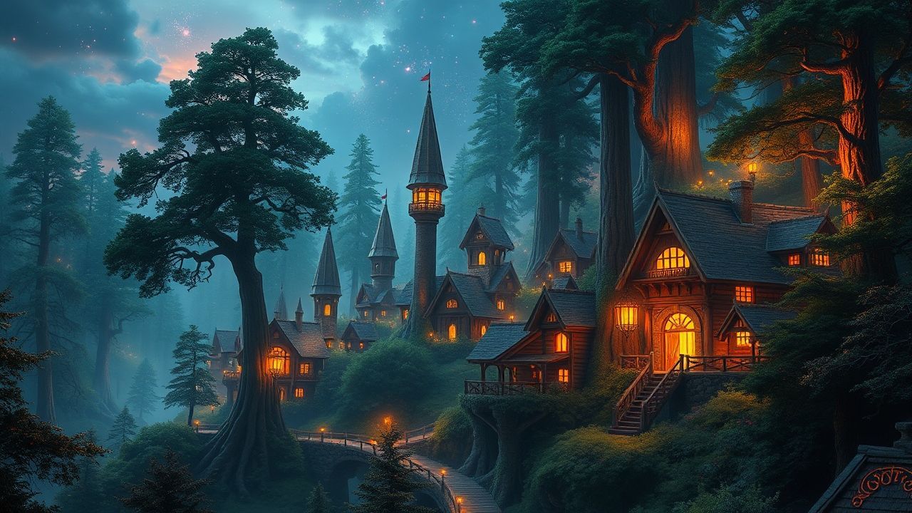 Magical Elven City Treehouses Magic