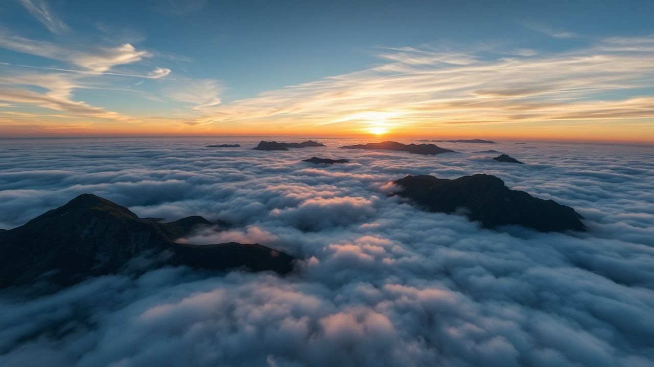 Lush Sea Clouds Peaks in the Mist
