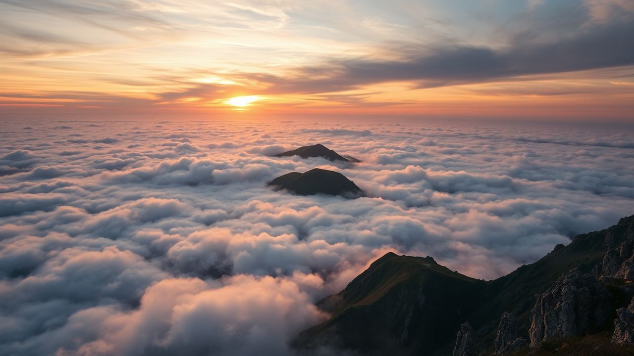 Enchanting Sea Clouds Peaks in the Mist