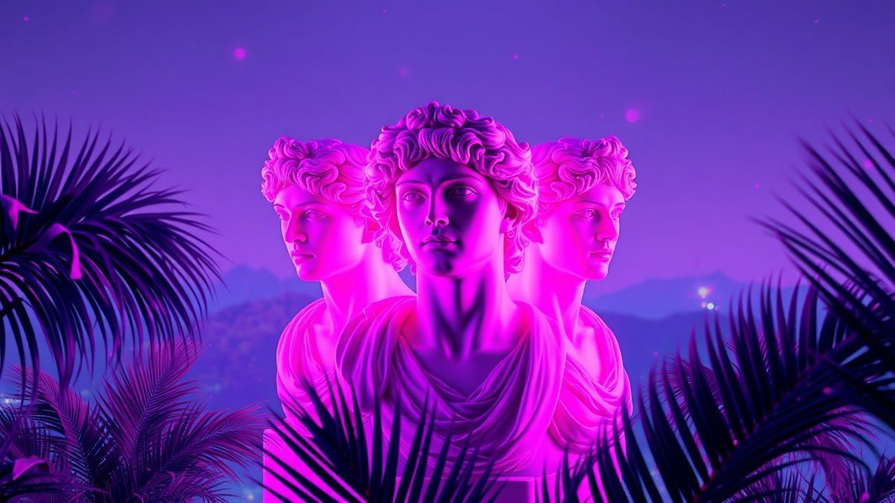 Neon Vaporwave Roman Busts