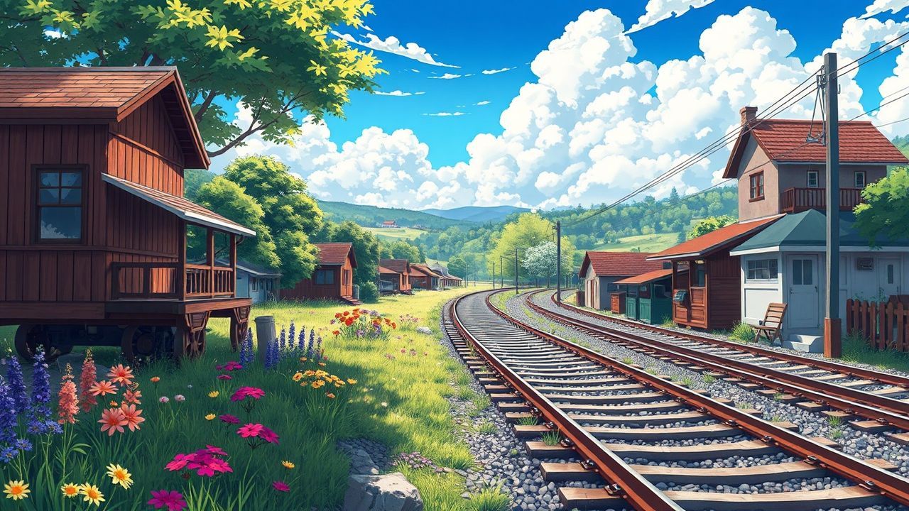 Pastel Studio Ghibli Countryside in Summer