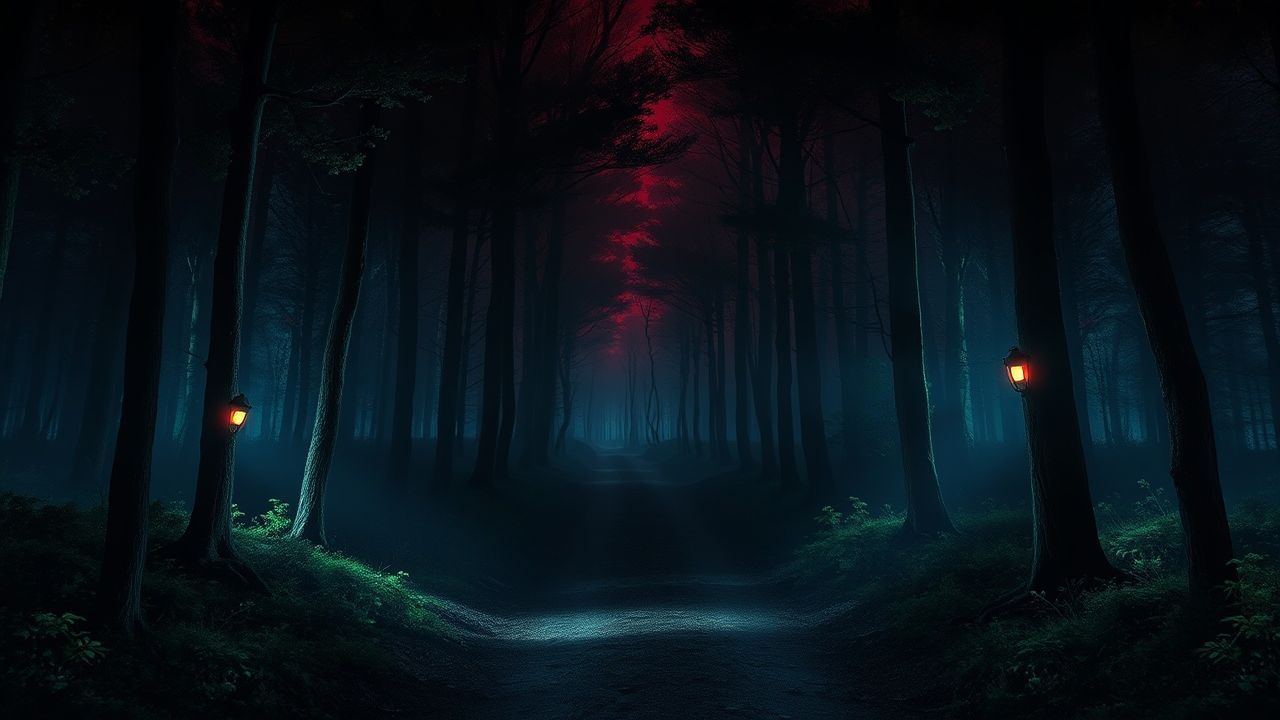 Mysterious Dark Forest Path Glow