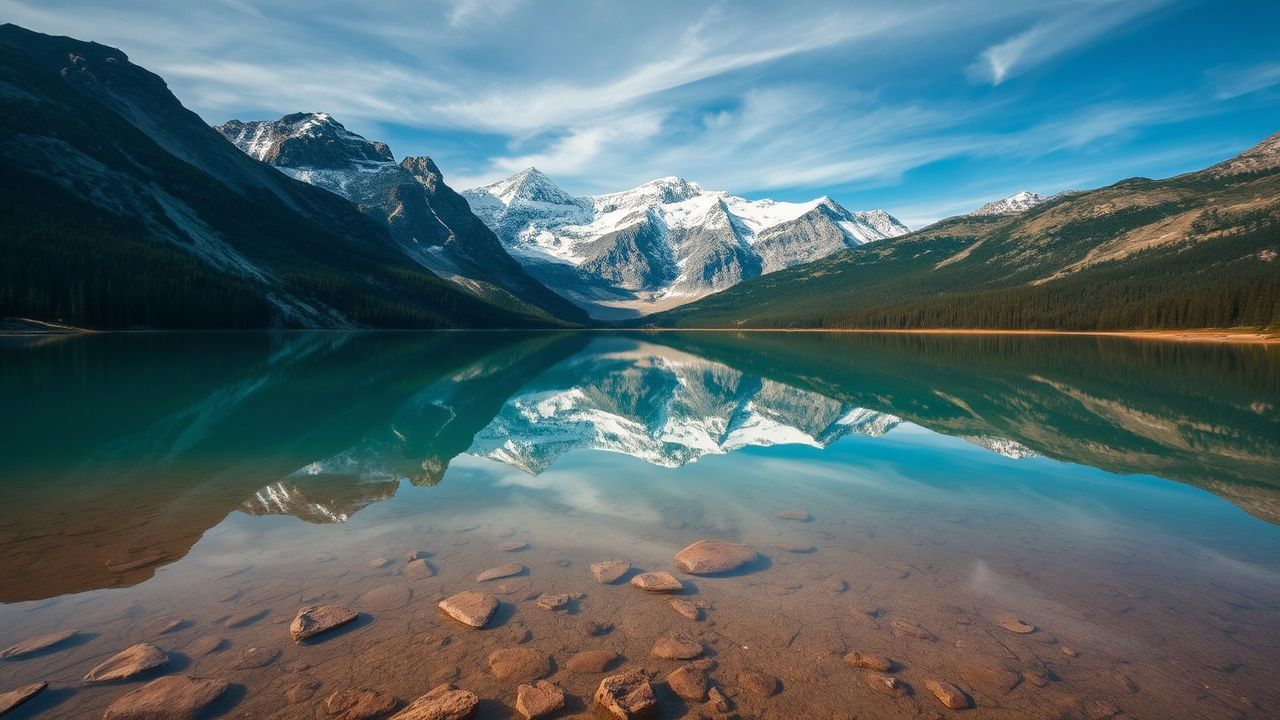 Serene Mountain Lake Mirror Reflections