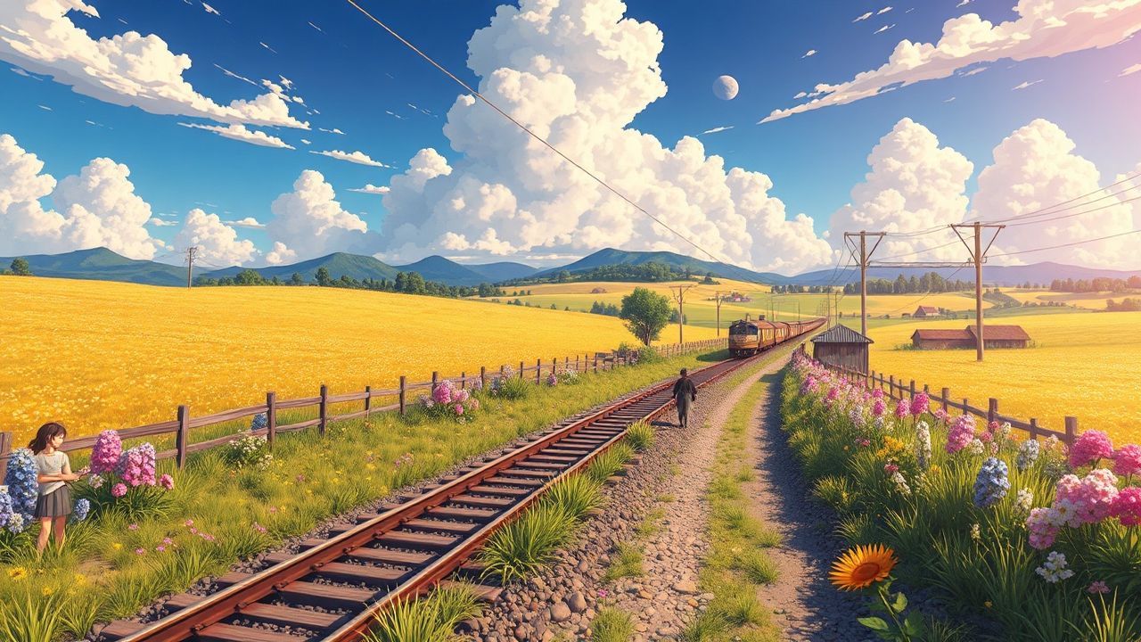 Whimsical Studio Ghibli Countryside in Summer