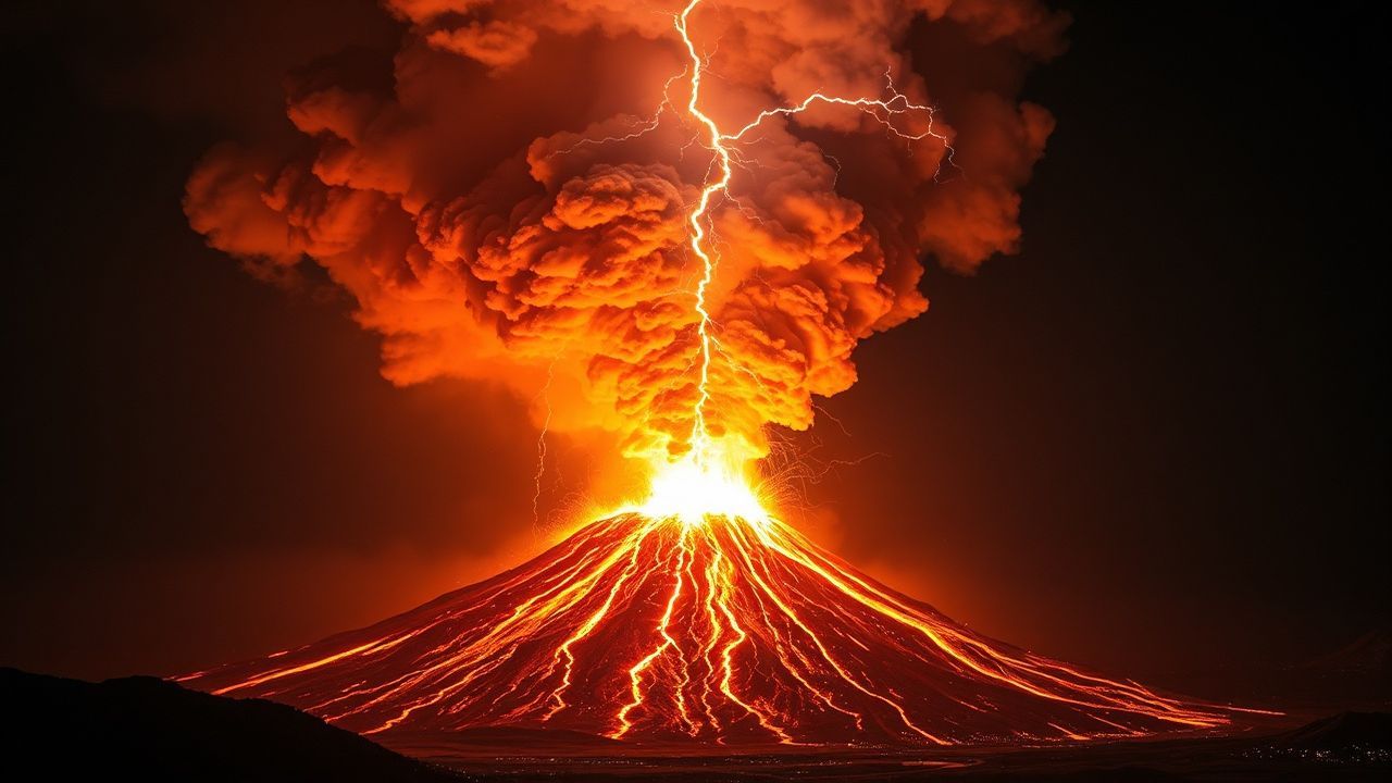 Enchanting Volcanic Lightning Eruption