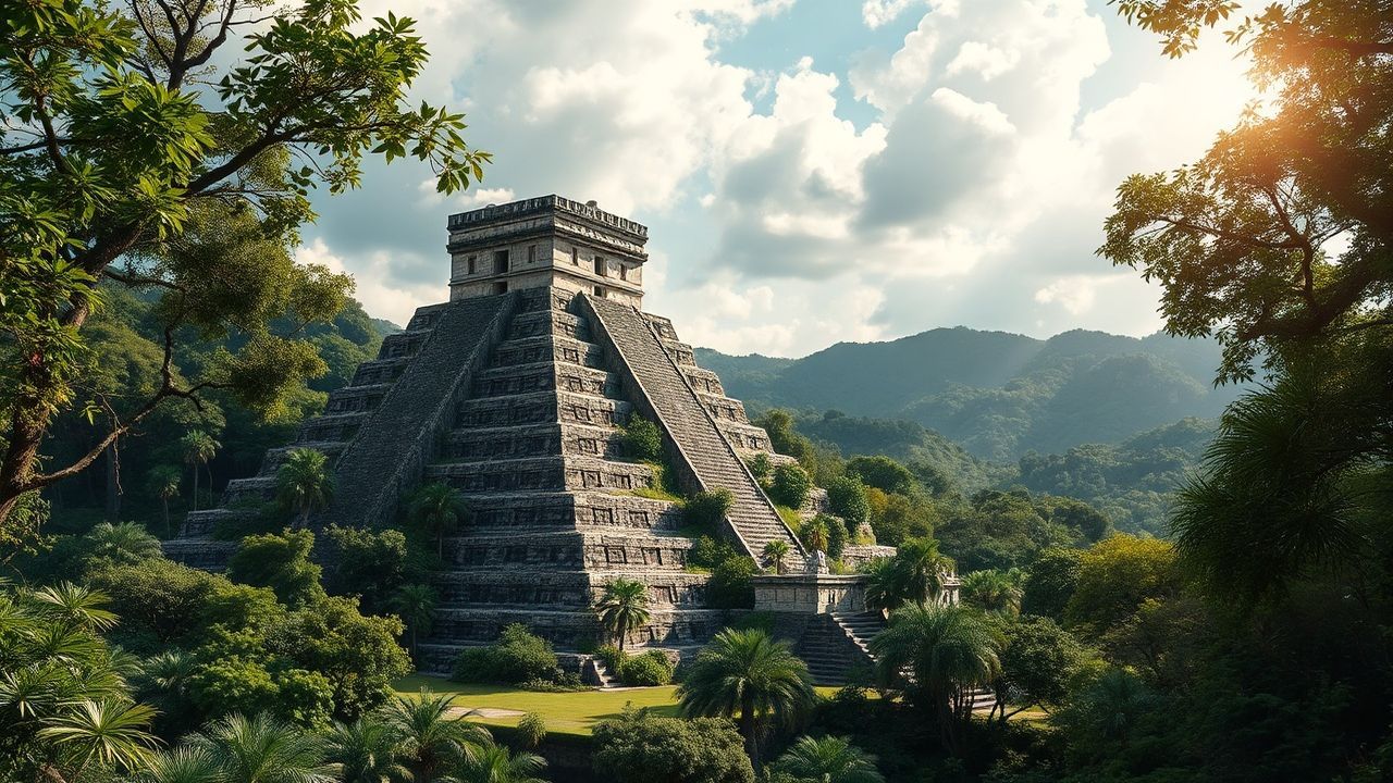 Sacred Mayan Pyramid Jungle Ruins