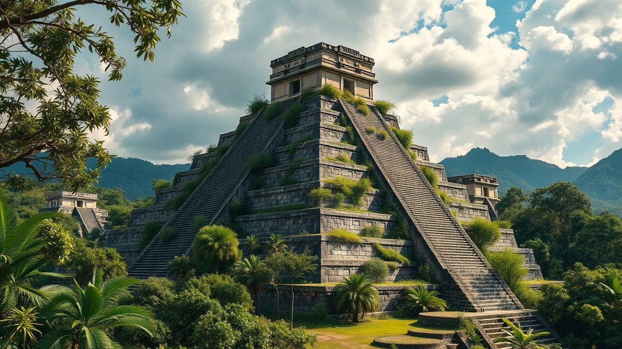 Ancient Mayan Pyramid Jungle Ruins