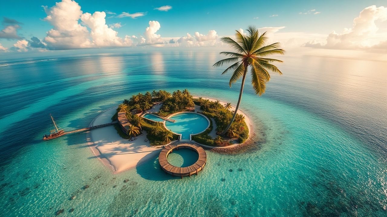 Glorious Tropical Island Beach from Above