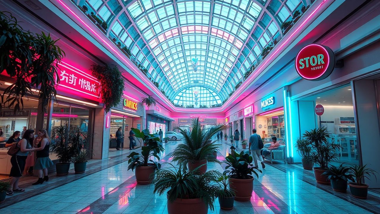 Neon Empty Mall 90s Neon Dreams