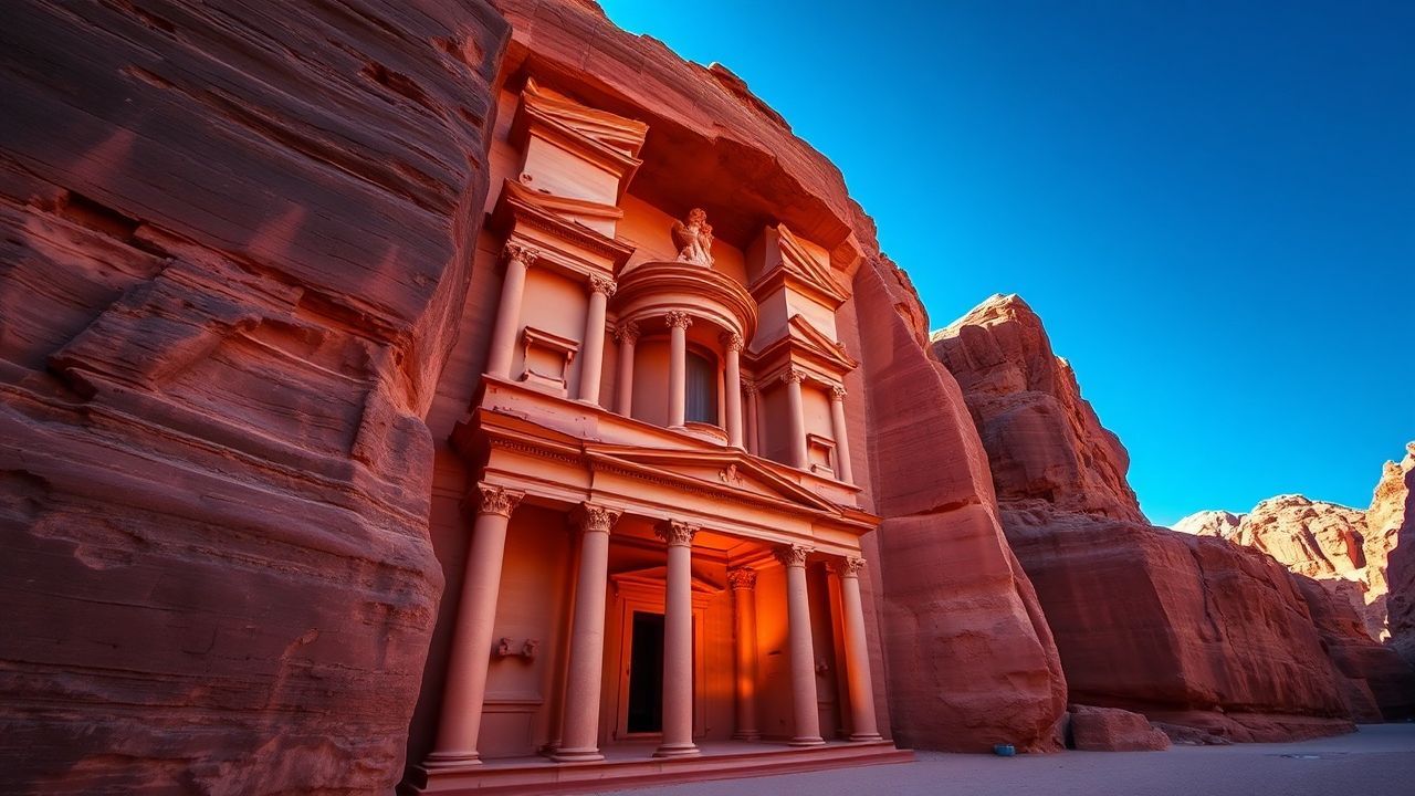 Ancient Petra Treasury Carved Ruins